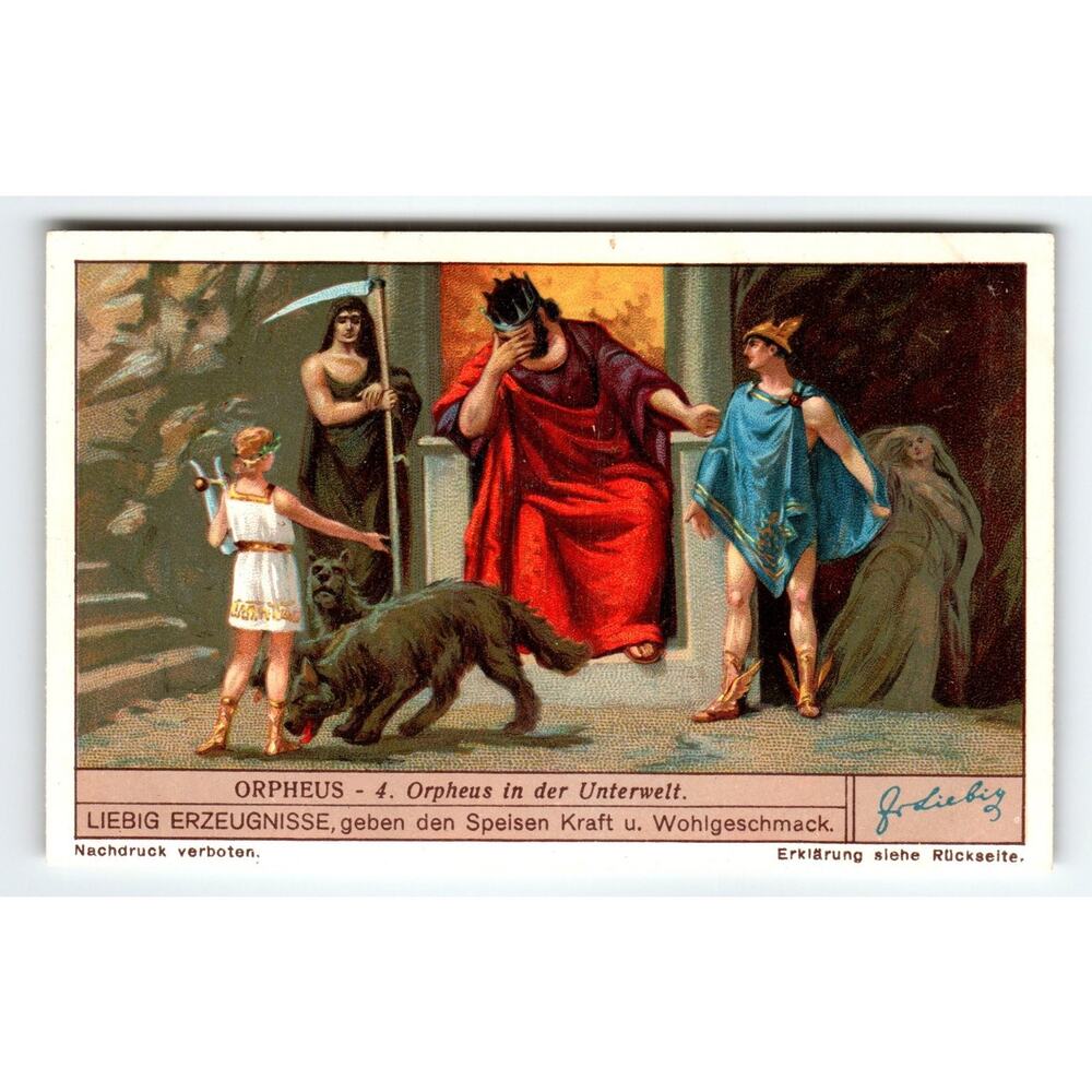 Victorian Liebig Trade Card Orpheus in der Unterwelt Myth Art